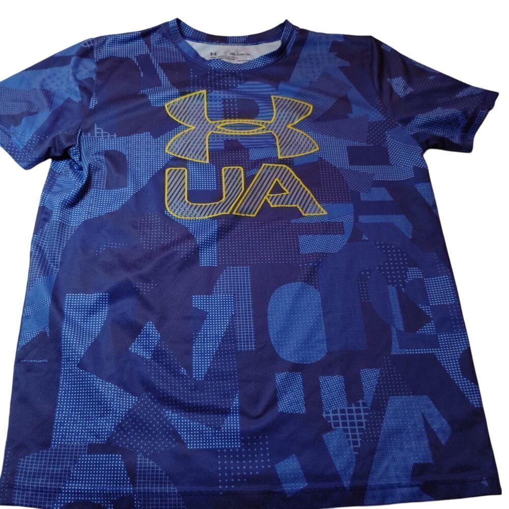 Under Armour Heat Gear Youth Two-Tone Blue Short Sleeve T-Shirt - YXL